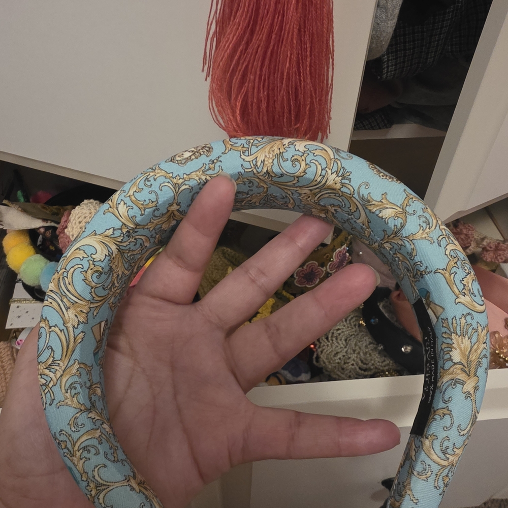 Versace Collection Blue and Gold Patterned Hairband NWOT